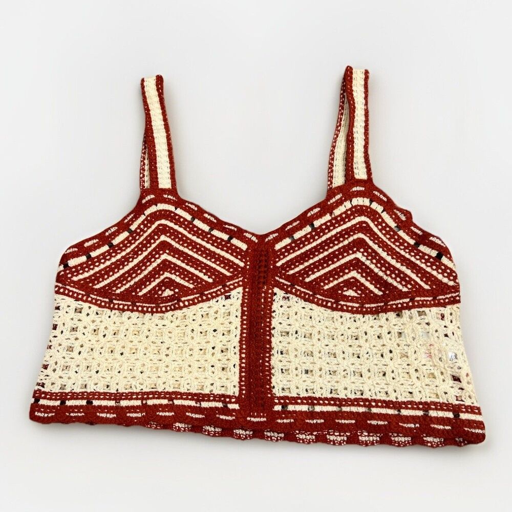 Jason Wu Crochet Cottage Core Cropped Boho Hippie Tank‎ Top NWT Size 6 Festival